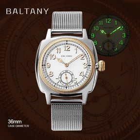 Baltany 1926 S4036F Unisex Automatic Watch – Gold Case, Mother of Pearl Dial, Sapphire Crystal, 100m Water Resistant