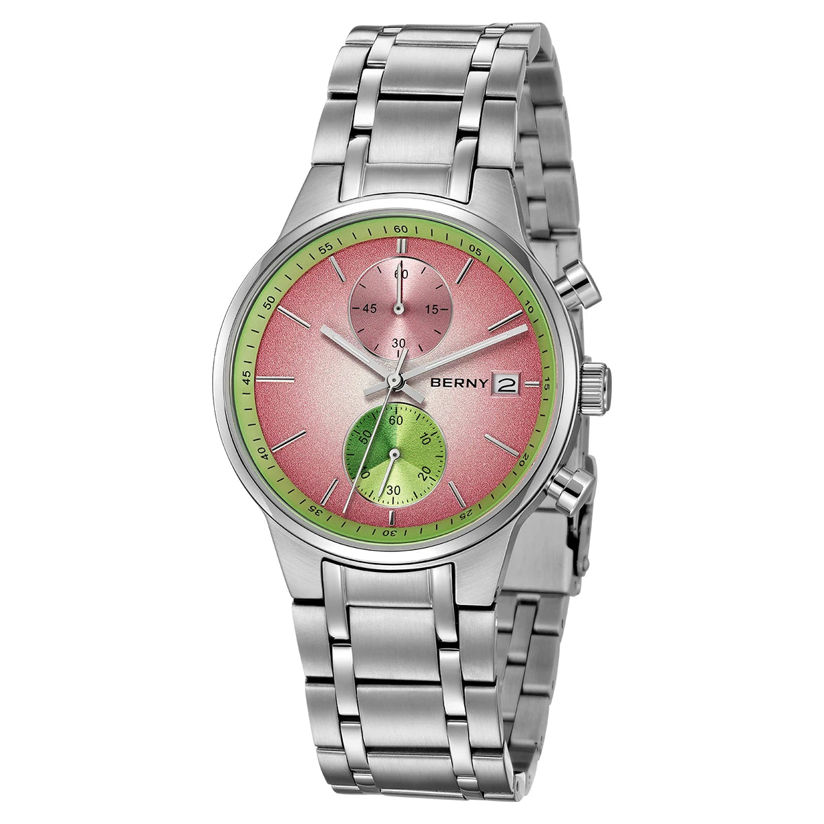 BERNY Men's Chronograph Quartz Watch – Luminous Multi-Function Wristwatch