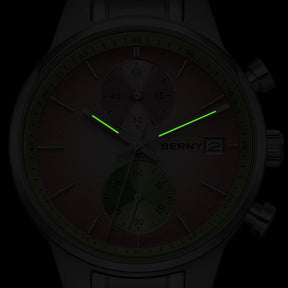 BERNY Watches for Men Fashion Casual Multi-function Chronograph Quartz Men's Watch Luminous Date Colorful Sports Wristwatch