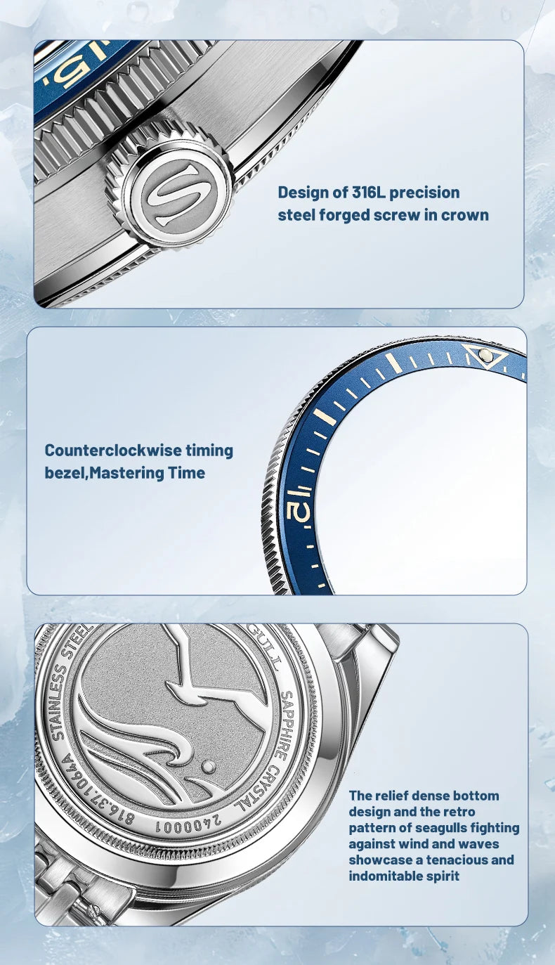 Seagull Men’s Luxury Automatic Watch – Antarctica Expedition, Sapphire, Luminous