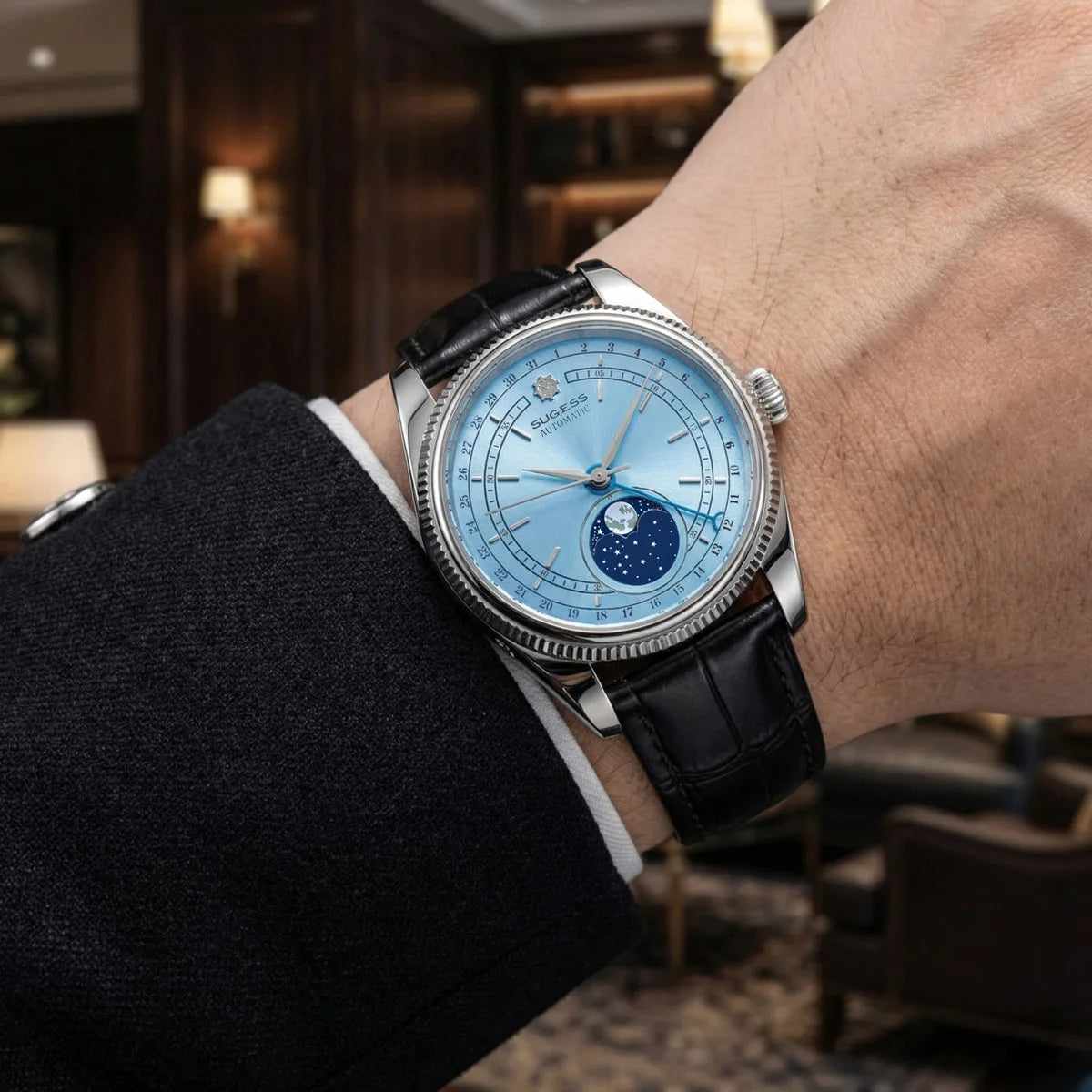Sugess Men’s Automatic Watch 40mm – ST2108 Movement, Moonphase, Sapphire Crystal