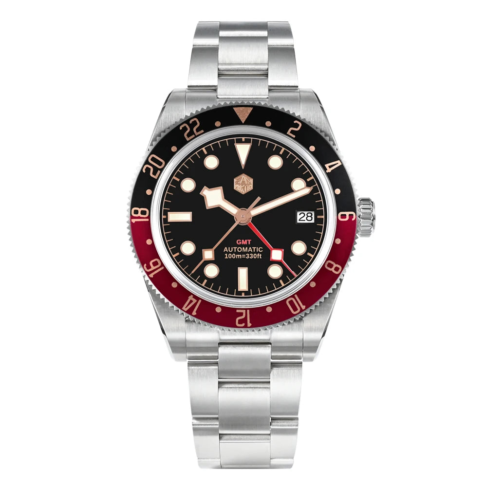 San Martin SN0109 GMT Automatic Watch – 39mm Sapphire Crystal, NH34 GMT Men's Luxury Watch