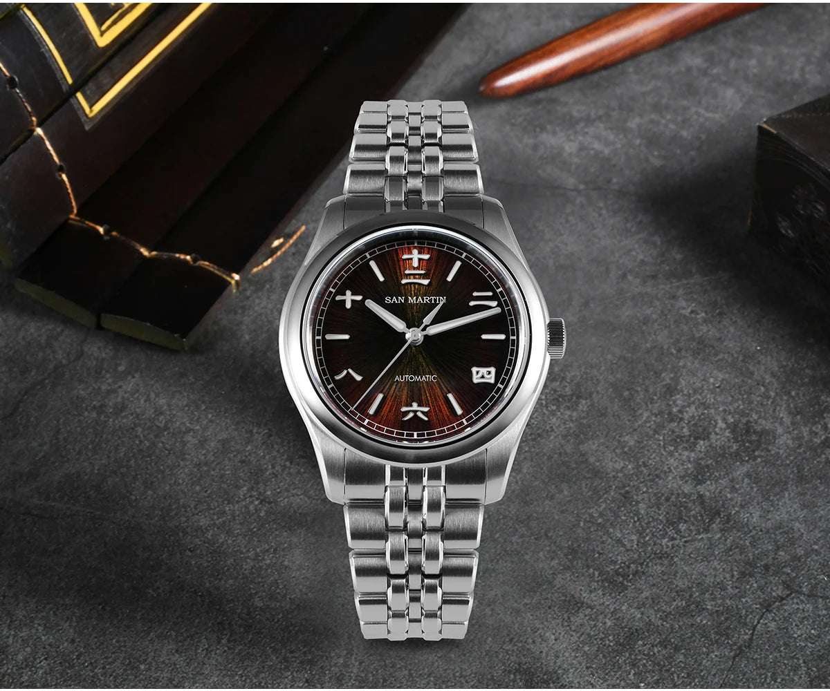 San Martin SN0144 Men’s Automatic Dress Watch 39mm – Miyota 90S5, Sunburst Dial