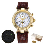 BERNY Men’s Automatic Dress Watch – Sun & Moon Phase, Leather Strap