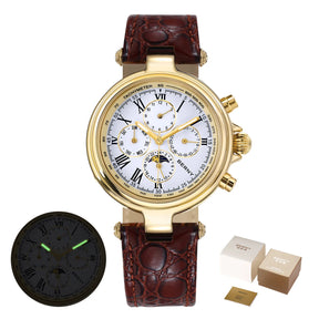 BERNY Men’s Automatic Dress Watch – Sun & Moon Phase, Leather Strap