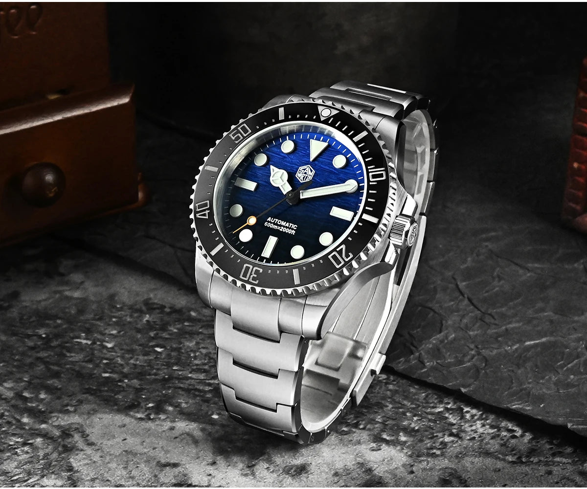 San Martin SN0126 42mm Men’s Diver Watch – Wave Texture Dial, Miyota 90S5, 600M Waterproof