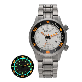 BERNY Men's Titanium Automatic Diver Watch – 20ATM, Sapphire, Miyota 8215
