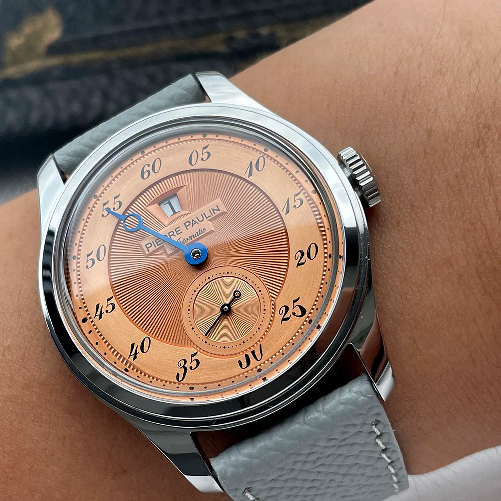 Pierre Paulin Jumping Hour Men's Automatic Watch 38mm – ST17 Salmon Dial Vintage Date