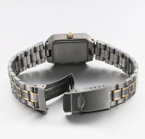 BERNY Women's Titanium Quartz Watch – Luxury Gold Tone Square Wristwatch