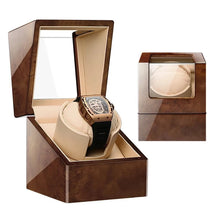 Embers Dual Watch Winder Box – Wooden Automatic Mechanical Watch Storage Case with 2 Ports Display & Safe Winding