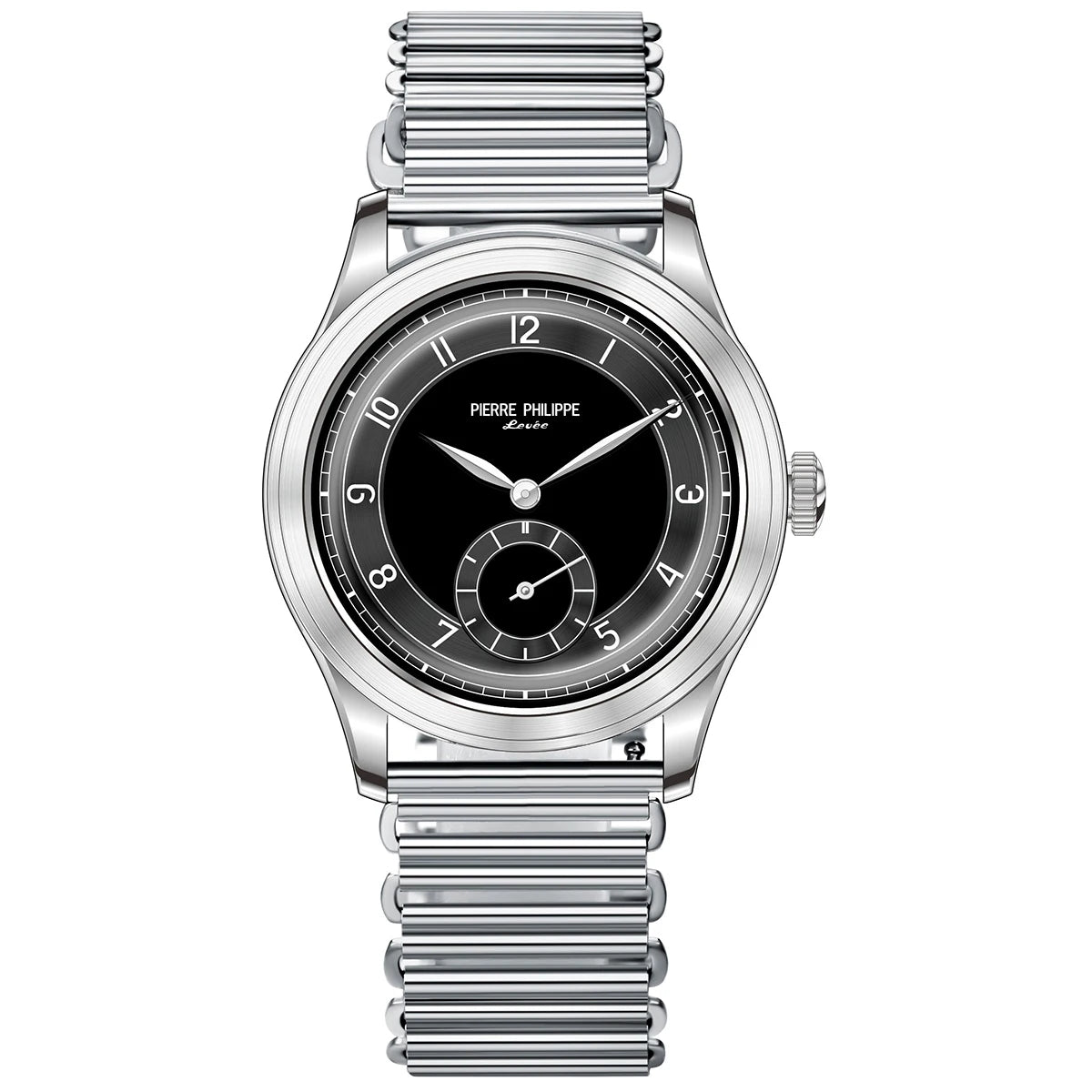 Pierre Philippe Field Watch – Black Enamel Dial Retro Arrow Pilot Watch, ST17 Mechanical Manual Wind