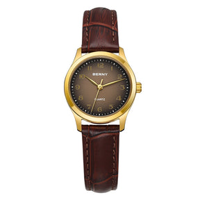 BERNY Women’s Gold Quartz Watch – Luxury Fashion Wristwatch with Elegant Gradient Dial