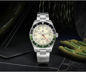 San Martin SN0109 GMT Automatic Watch – 39mm Sapphire Crystal, NH34 GMT Men's Luxury Watch