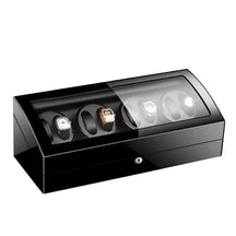 Wooden Watch Storage Box 6 Slots Automatic Winding Battery Mechanical Watches Winder Case Leather