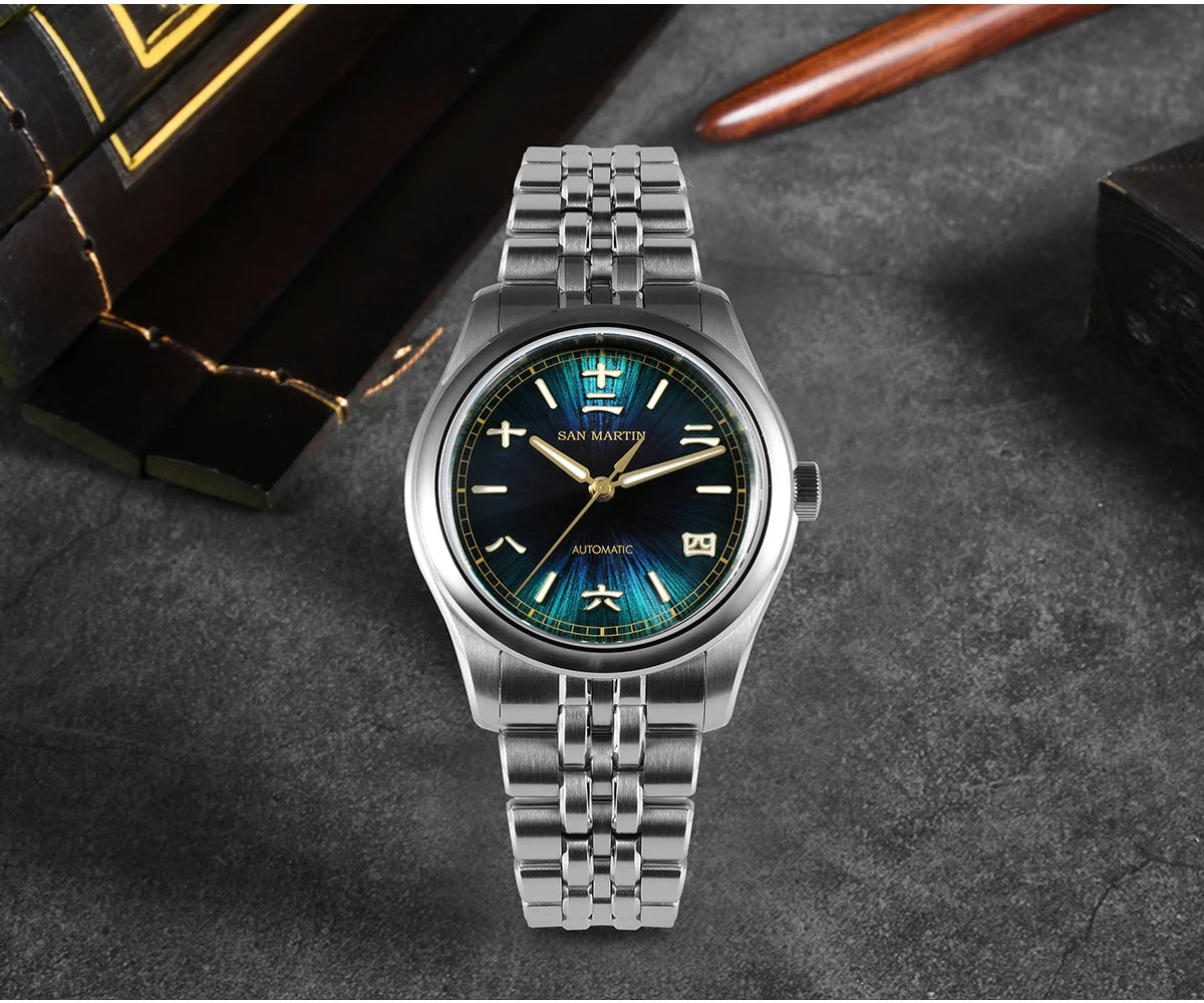 San Martin SN0144 Men’s Automatic Dress Watch 39mm – Miyota 90S5, Sunburst Dial