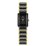 BERNY Ceramic Quartz Watch – Luxury Rectangle Gold Couple Wristwatch with Diamond Bracelet Design