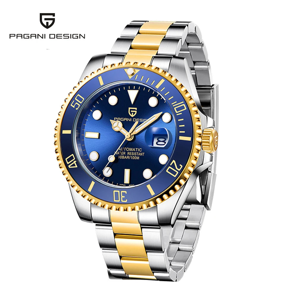 PAGANI DESIGN PD-1639 Men’s Automatic Mechanical Watch – Luxury Gold Stainless Steel Waterproof Wristwatch