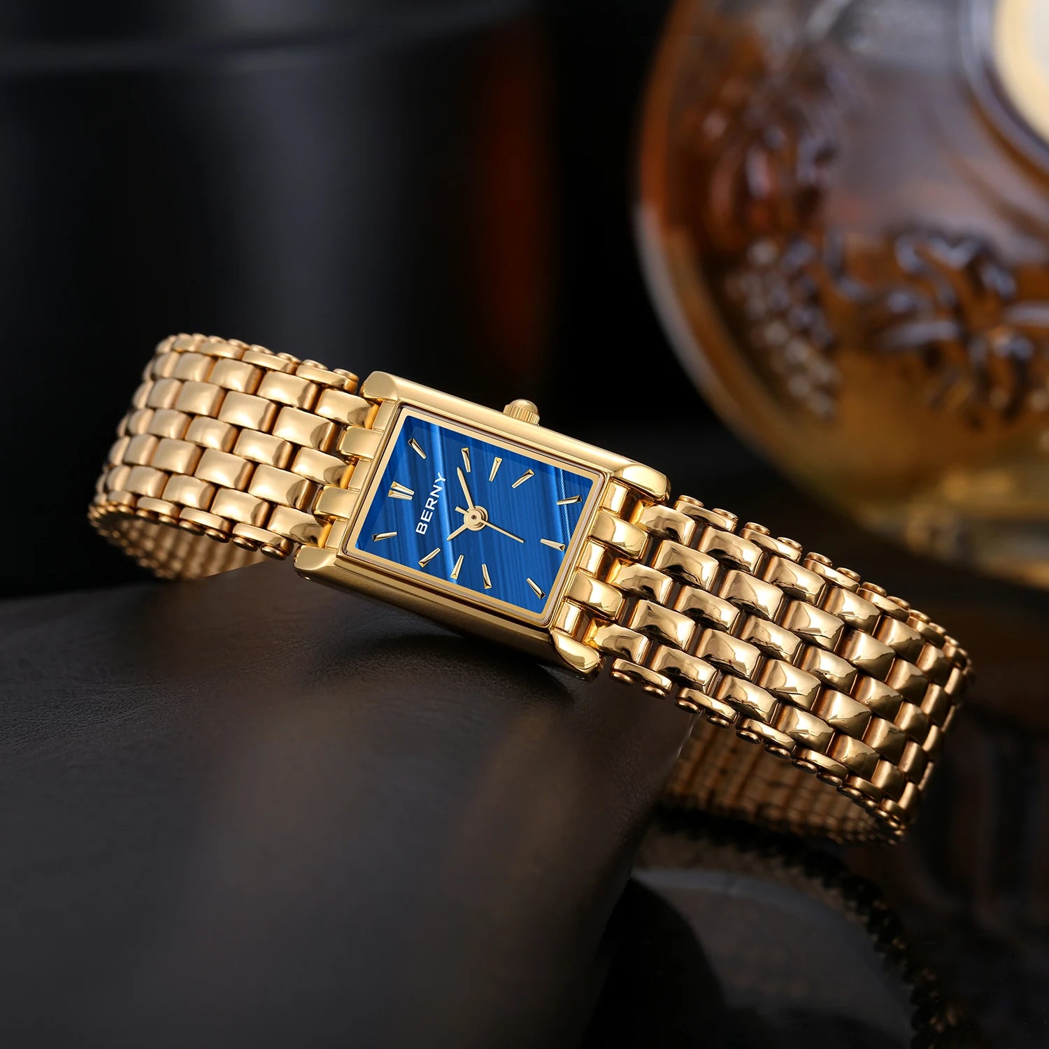 BERNY Couple Quartz Watch – Gold Tone, Stainless Steel, Men & Women, Water Resistant