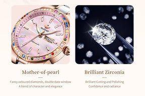 OUPINKE 3283 Women’s Automatic Watch – Luxury Mechanical, Day-Date, 50m Water Resistant