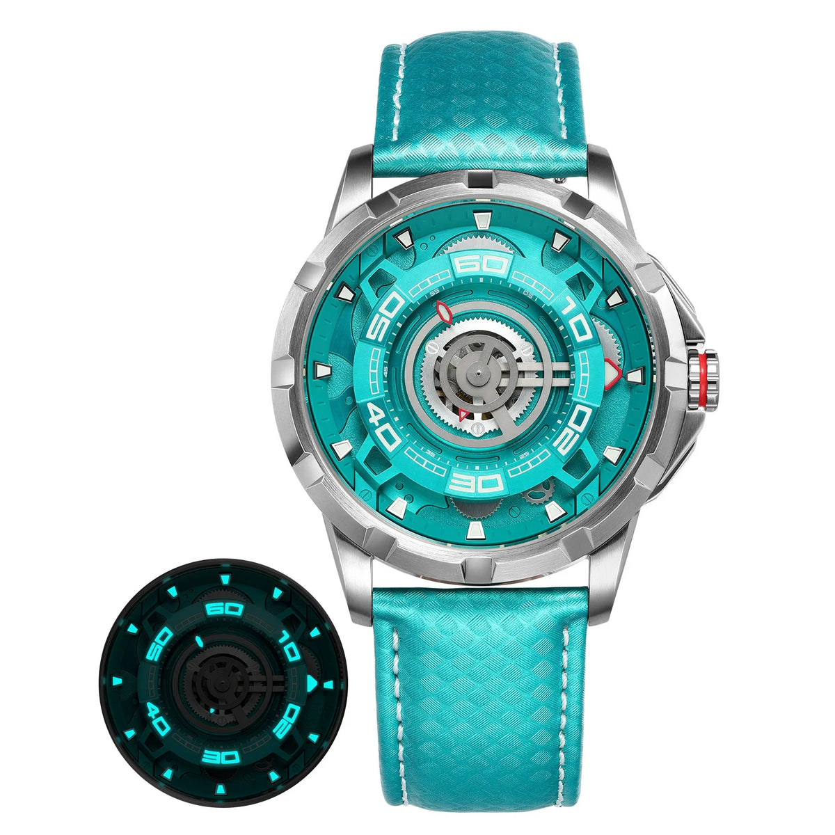 BERNY Automatic Skeleton Watch for Men – 3D Dial, Sapphire Crystal, 5ATM