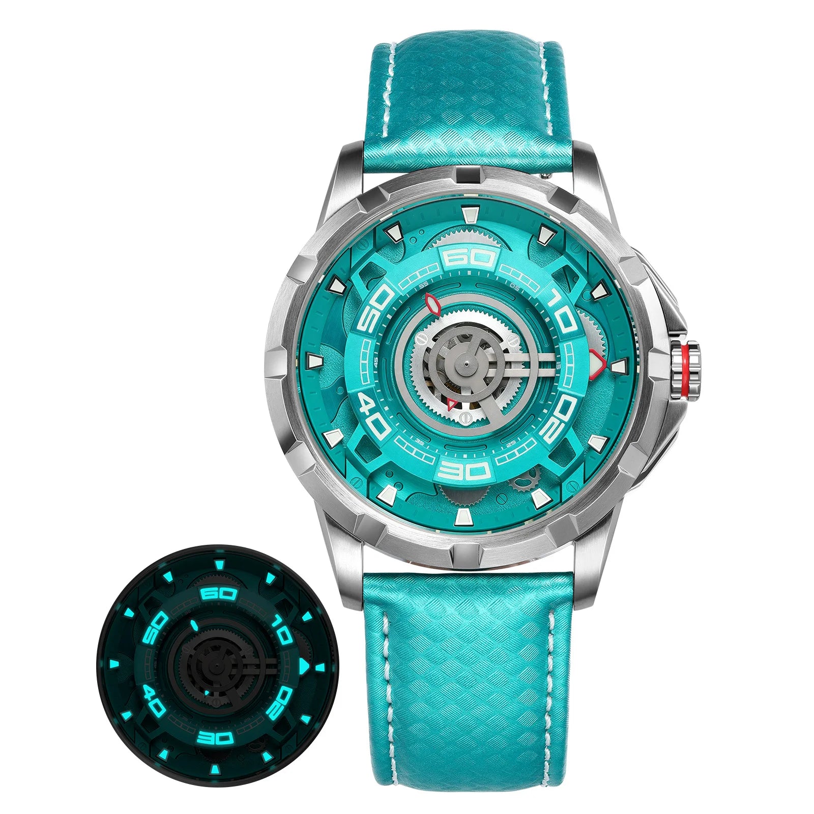 BERNY Automatic Skeleton Watch for Men – 3D Dial, Sapphire Crystal, 5ATM