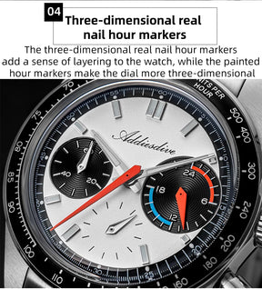 Addiesdive VK63 Chronograph Watch – Racing Style, 100M Waterproof