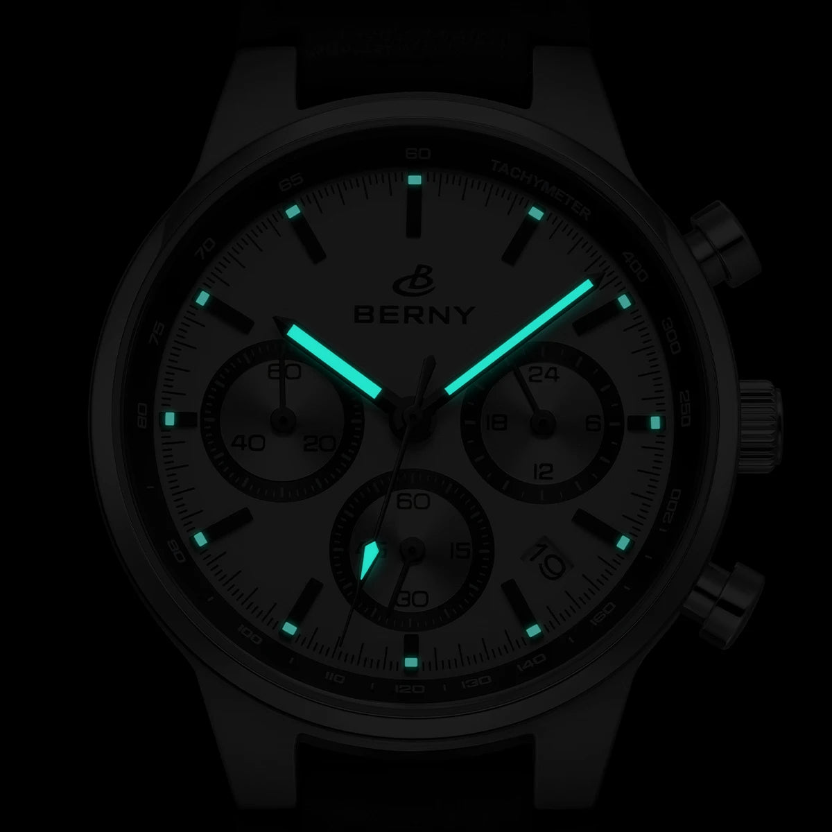 BERNY Men’s Chronograph Watch – Luxury Quartz, Sapphire, Waterproof