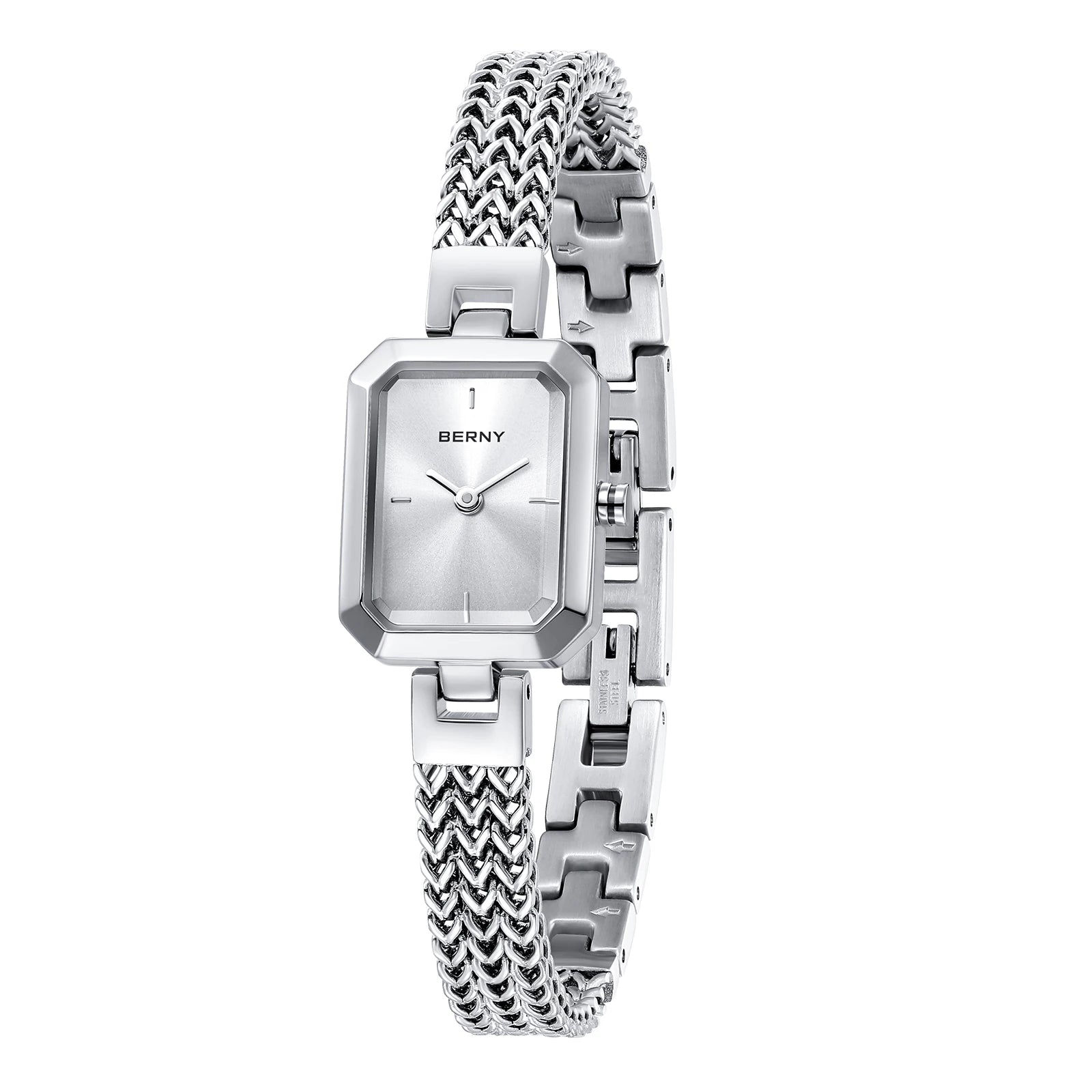BERNY Women’s Square Watch – Minimalist Quartz, Stainless Steel
