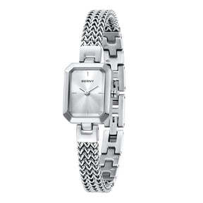 BERNY Women’s Square Watch – Minimalist Quartz, Stainless Steel