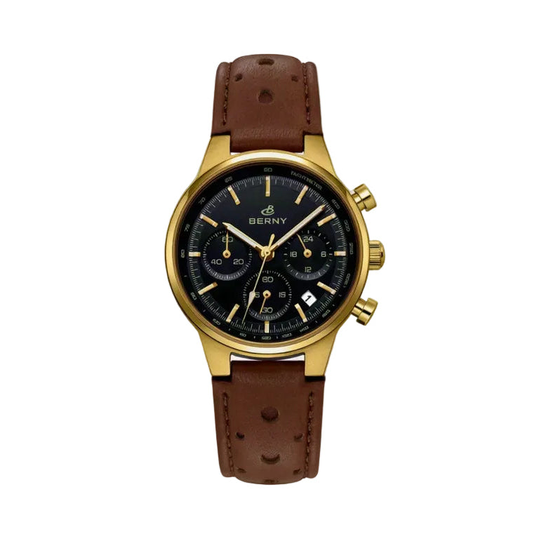 BERNY Men’s Chronograph Watch – Luxury Quartz, Sapphire, Waterproof