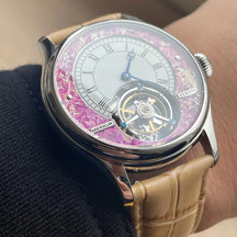 Merkur Men's Tourbillon Watch 42mm – Manual Wind Mechanical Skeleton Sapphire