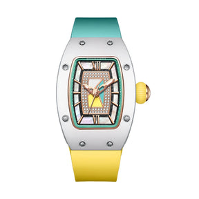 BONEST GATTI Women’s Automatic Watch – Luxury Tonneau Mechanical, Sapphire Crystal, Fluororubber Strap