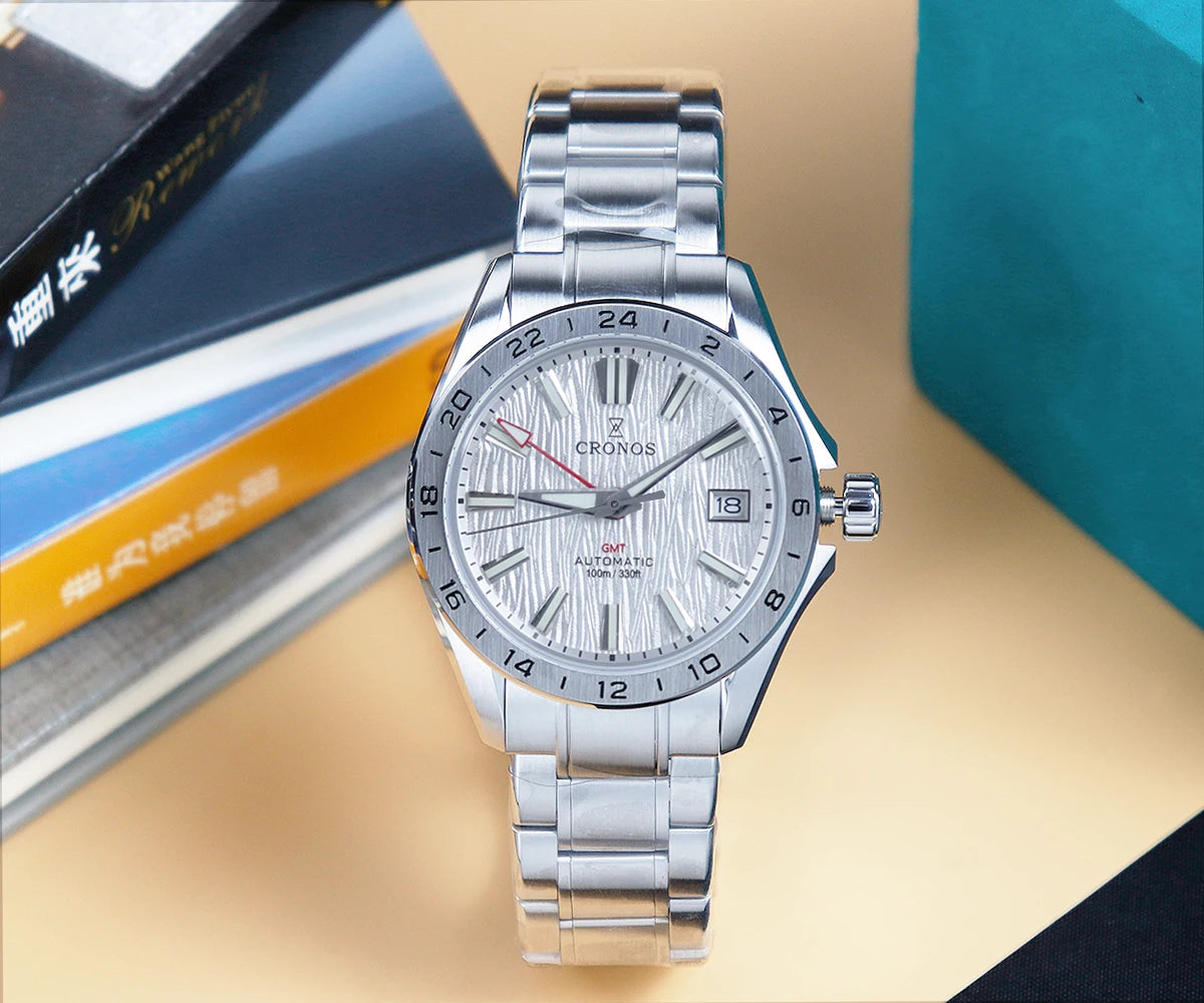 Cronos GS 39mm Men's Automatic Watch – NH34 Sapphire Textured Dial 10ATM L6029 V2