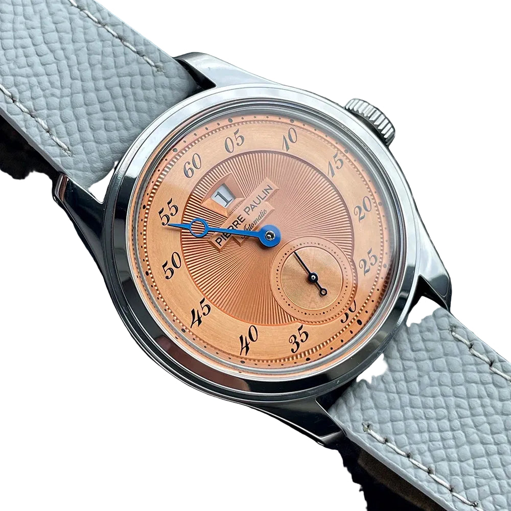Pierre Paulin Jumping Hour Men's Automatic Watch 38mm – ST17 Salmon Dial Vintage Date