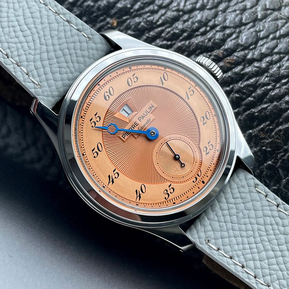 Pierre Paulin Jumping Hour Men's Automatic Watch 38mm – ST17 Salmon Dial Vintage Date