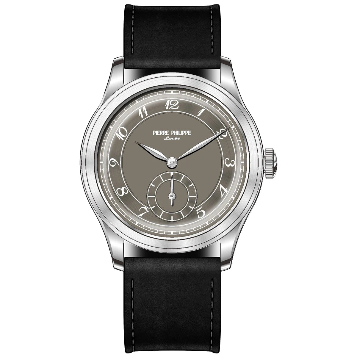 Pierre Philippe Field Watch – Black Enamel Dial Retro Arrow Pilot Watch, ST17 Mechanical Manual Wind