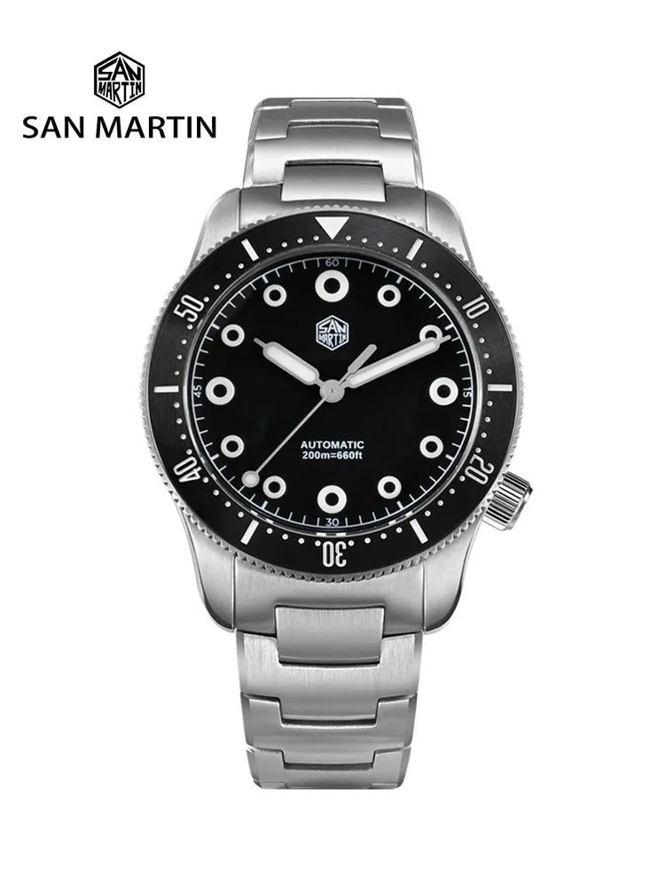San Martin SN0142 Automatic Dive Watch – 39.5mm Sapphire Crystal 200M Waterproof Men's Mechanical Watch
