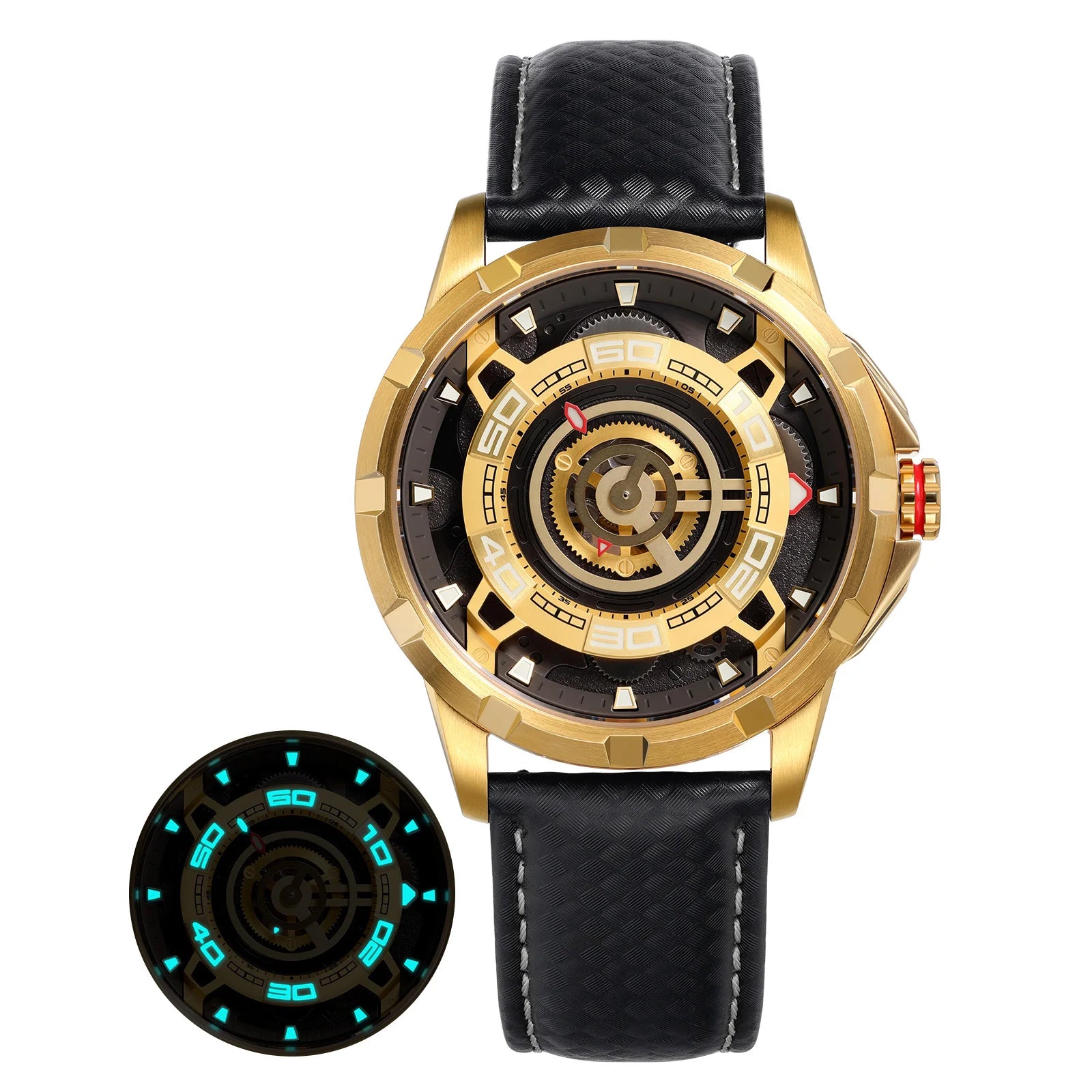 BERNY Automatic Skeleton Watch for Men – 3D Dial, Sapphire Crystal, 5ATM