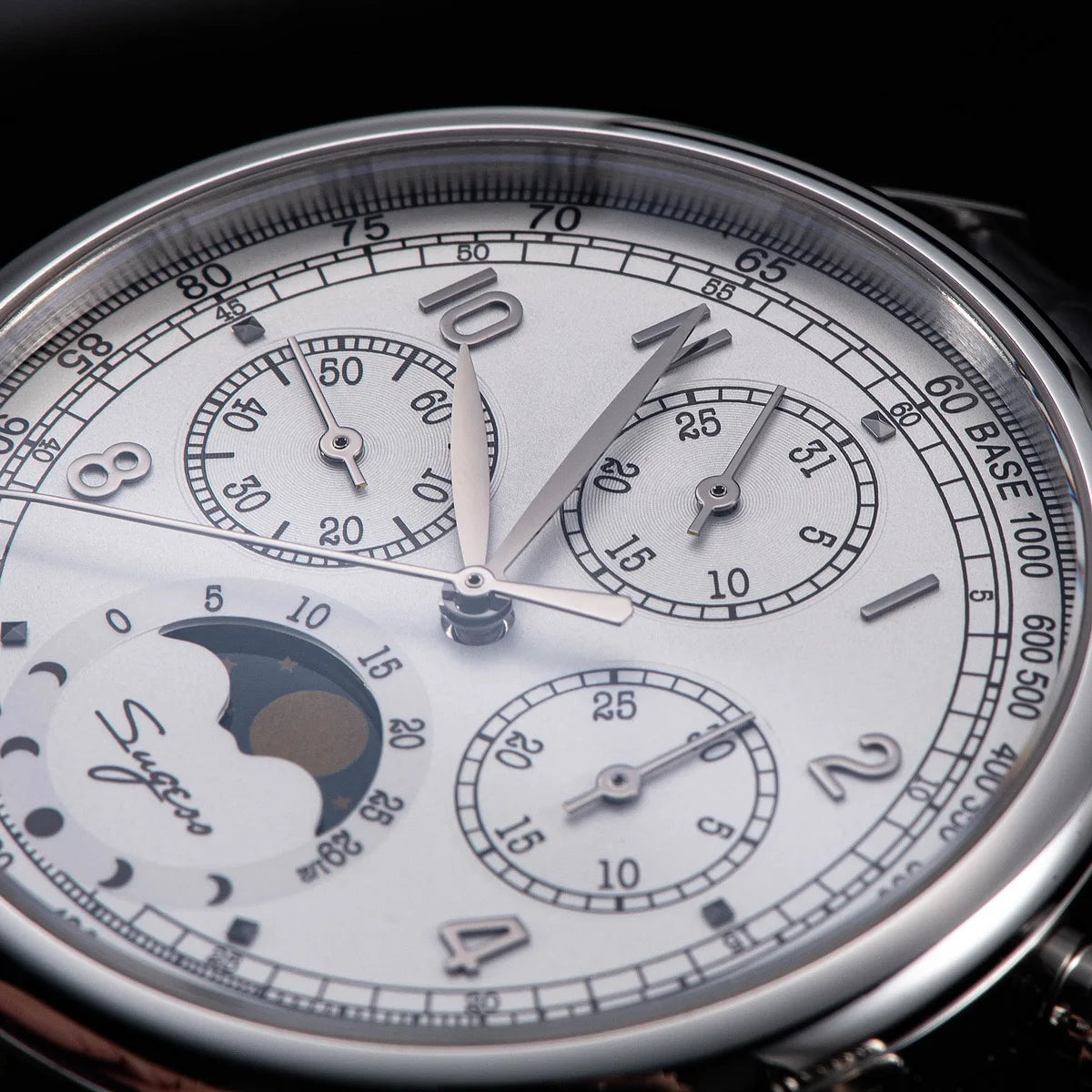 Sugess Men’s Chronograph Watch – ST1908 Mechanical, Moonphase, Swan Neck, Sapphire Crystal