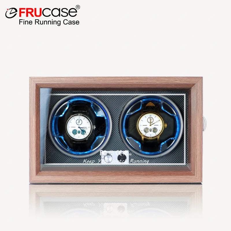 FRUCASE Wooden Watch Winder Box – 4-Slot Automatic Watch Storage Display with LED Light