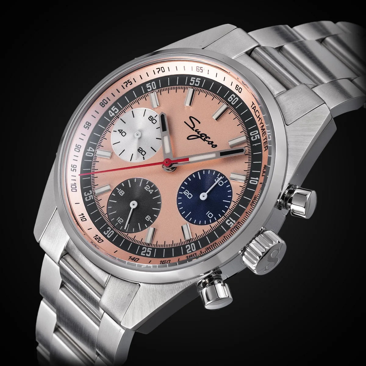 Sugess S465 Men’s Chronograph Watch 38mm – Mechanical, Gooseneck Movement, Sapphire Crystal, Roulette Dial