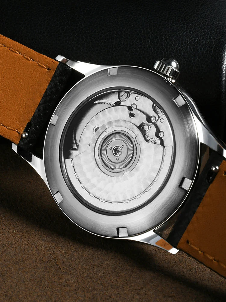 San Martin SN0110 Automatic Dress Watch – 37mm Textured Dial Sapphire Crystal Men's Mechanical Watch