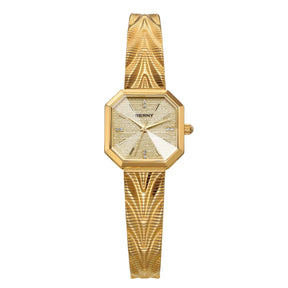 BERNY Women's Gold Quartz Watch – Octagonal Stainless Steel