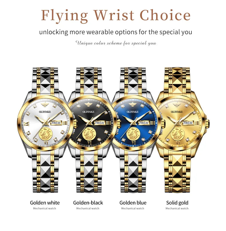 OUPINKE 3259 Women’s Automatic Watch – Gold, Tungsten Steel Luxury