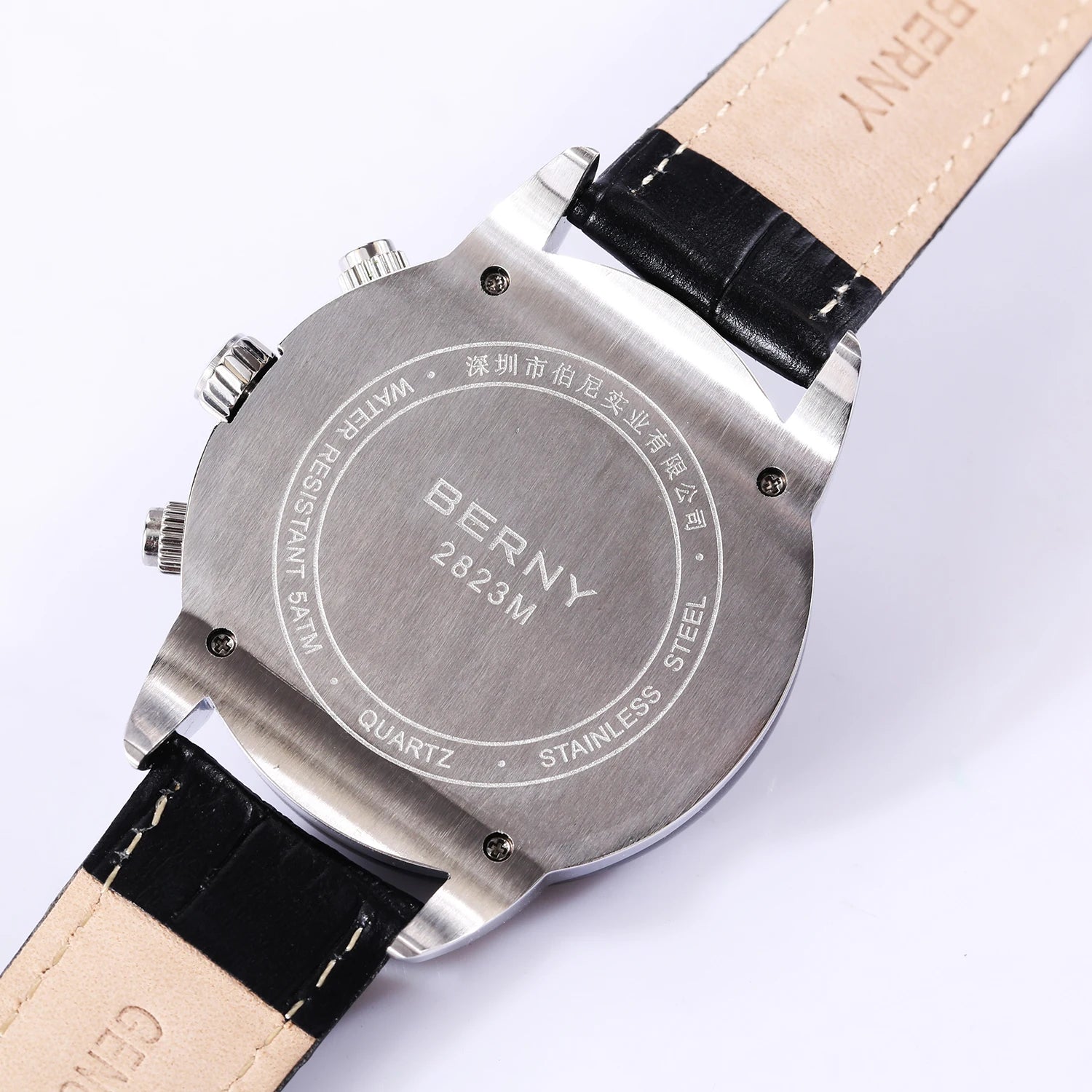 BERNY Men's Quartz Watch – Multifunction Dial Business Leather Strap Luminous Waterproof