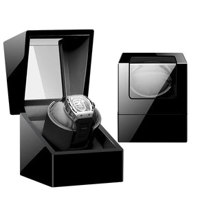 Embers Dual Watch Winder Box – Wooden Automatic Mechanical Watch Storage Case with 2 Ports Display & Safe Winding
