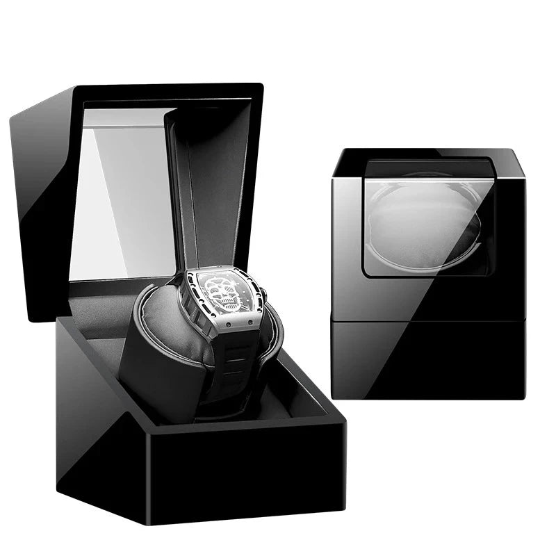 Embers Dual Watch Winder Box – Wooden Automatic Mechanical Watch Storage Case with 2 Ports Display & Safe Winding