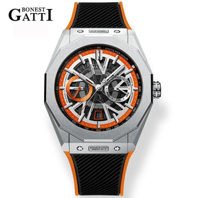 BONEST GATTI Men’s Automatic Mechanical Watch – Stainless Steel Case, Rubber Strap