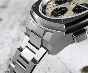 San Martin Men's Chronograph Watch 39.5mm – VK63 Quartz Panda Dial 100M Waterproof Sapphire