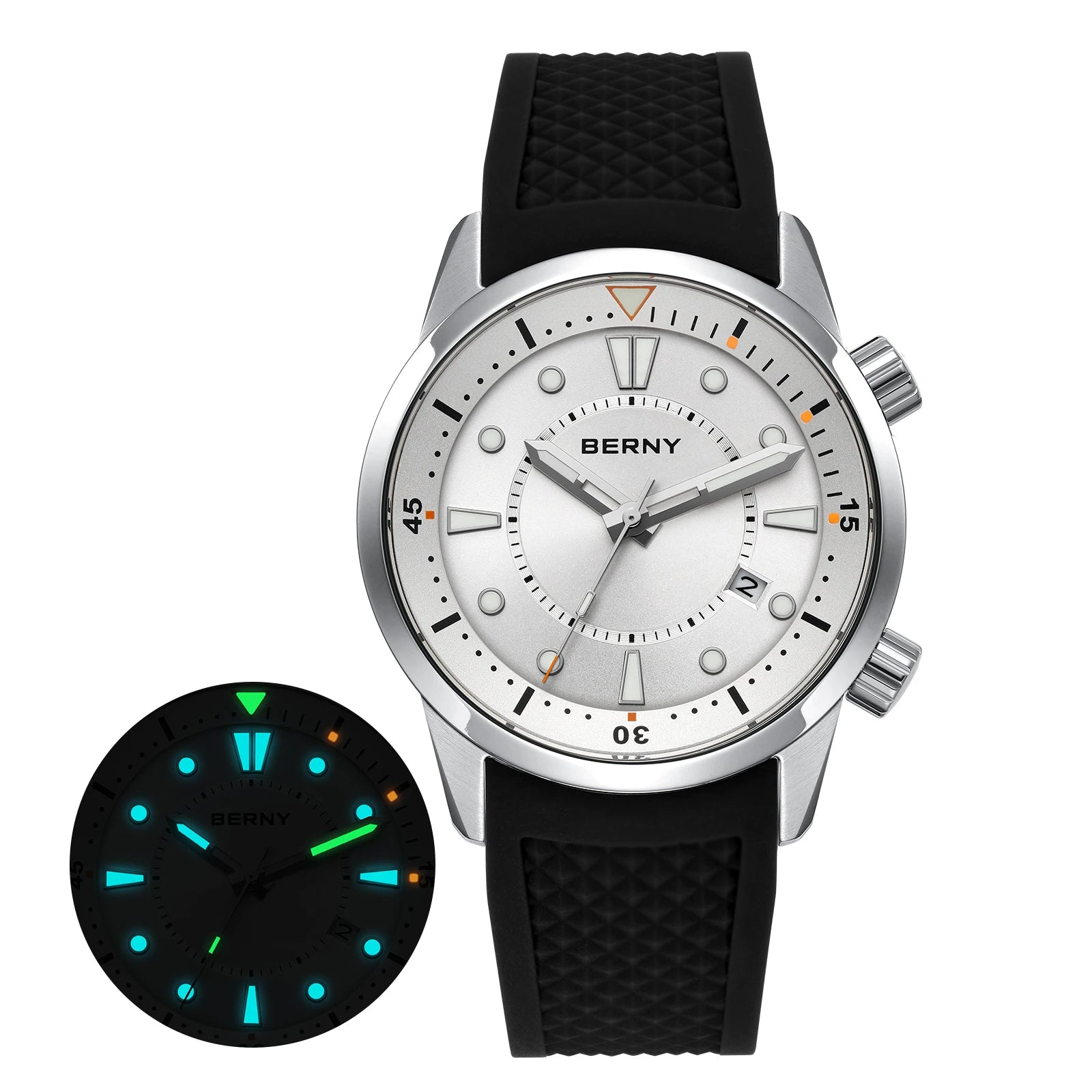 BERNY Men's Automatic Diver Watch – 200M Waterproof, Miyota 8215, Sapphire